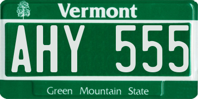 VT license plate AHY555
