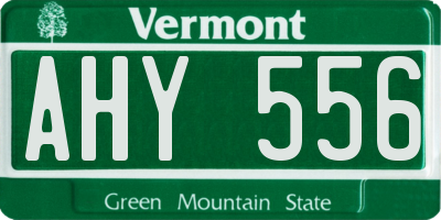 VT license plate AHY556