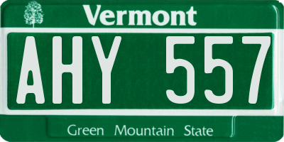 VT license plate AHY557