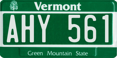 VT license plate AHY561