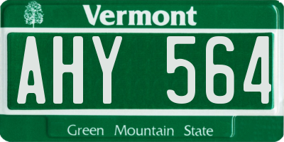 VT license plate AHY564