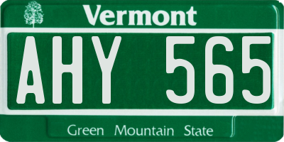 VT license plate AHY565