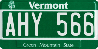 VT license plate AHY566