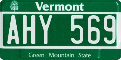 VT license plate AHY569