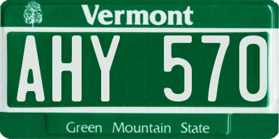 VT license plate AHY570