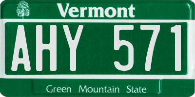 VT license plate AHY571