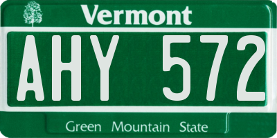 VT license plate AHY572