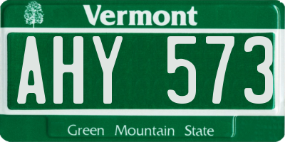 VT license plate AHY573