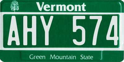 VT license plate AHY574