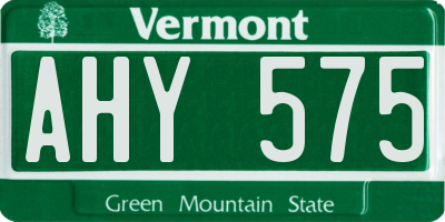 VT license plate AHY575