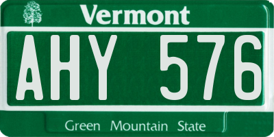 VT license plate AHY576