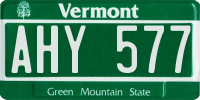 VT license plate AHY577