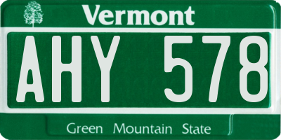 VT license plate AHY578