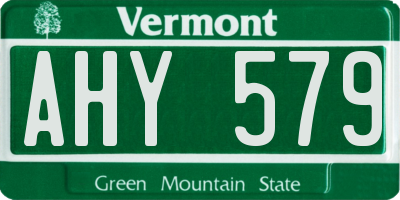 VT license plate AHY579