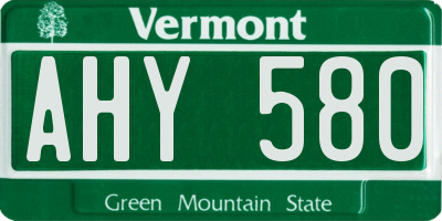 VT license plate AHY580
