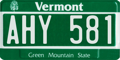 VT license plate AHY581