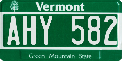 VT license plate AHY582
