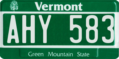 VT license plate AHY583