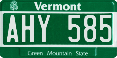 VT license plate AHY585