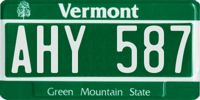 VT license plate AHY587