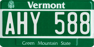 VT license plate AHY588