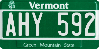 VT license plate AHY592
