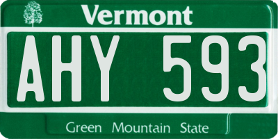 VT license plate AHY593