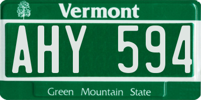 VT license plate AHY594