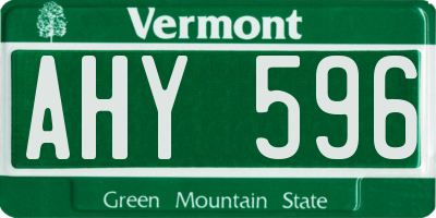 VT license plate AHY596