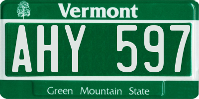 VT license plate AHY597