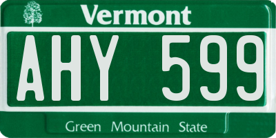 VT license plate AHY599