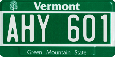 VT license plate AHY601