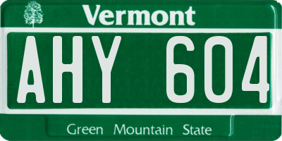 VT license plate AHY604