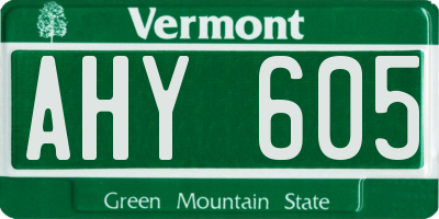 VT license plate AHY605