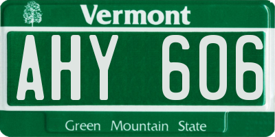 VT license plate AHY606