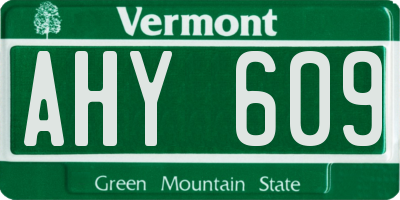 VT license plate AHY609