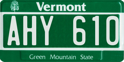 VT license plate AHY610
