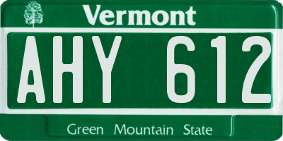 VT license plate AHY612
