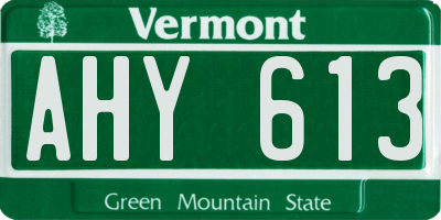 VT license plate AHY613