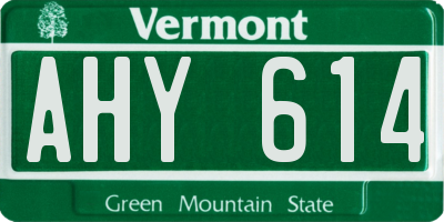 VT license plate AHY614