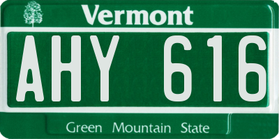 VT license plate AHY616