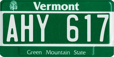 VT license plate AHY617