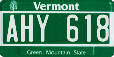 VT license plate AHY618