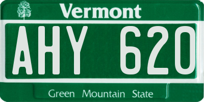 VT license plate AHY620