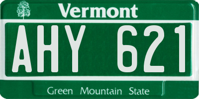 VT license plate AHY621