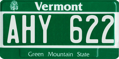 VT license plate AHY622
