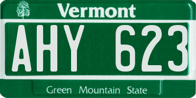 VT license plate AHY623