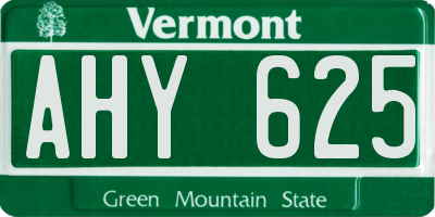 VT license plate AHY625