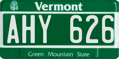 VT license plate AHY626