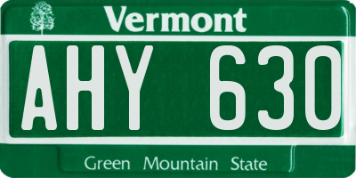 VT license plate AHY630